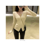 セーターレディース 通販 長袖 ニットセーター ニット カシュクール トップス Ｖネック カットソー ニットソー 女性 大人 上品 シンプル タイト 無地 カジュアル かわいい オシャレ