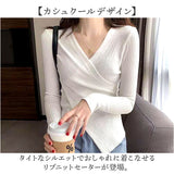 セーターレディース 通販 長袖 ニットセーター ニット カシュクール トップス Ｖネック カットソー ニットソー 女性 大人 上品 シンプル タイト 無地 カジュアル かわいい オシャレ