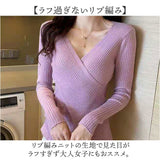セーターレディース 通販 長袖 ニットセーター ニット カシュクール トップス Ｖネック カットソー ニットソー 女性 大人 上品 シンプル タイト 無地 カジュアル かわいい オシャレ