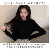 ニット レディース 長袖 通販 セーター ニットセーター ニットトップス ハイネック インナー パールネック モックネック フリル パール 冬 秋冬 おしゃれ シンプル 無地 オシャレ