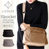 LIZDAYS リズデイズ ショルダーバッグ ポケット たくさん 通販 ショルダーバック ショルダー 肩掛け 斜め掛け ななめがけ ナイロン 軽量 多収納 大容量 撥水 はっ水 レディース 無地