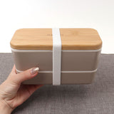 弁当箱 2段 通販 日本製 730ml 木目長角弁当 2段弁当箱 ランチボックス 中蓋付き シンプル おしゃれ オシャレ 男性 レンジ対応 食洗機対応 コンパクト ピクニック ランチタイム かわいい