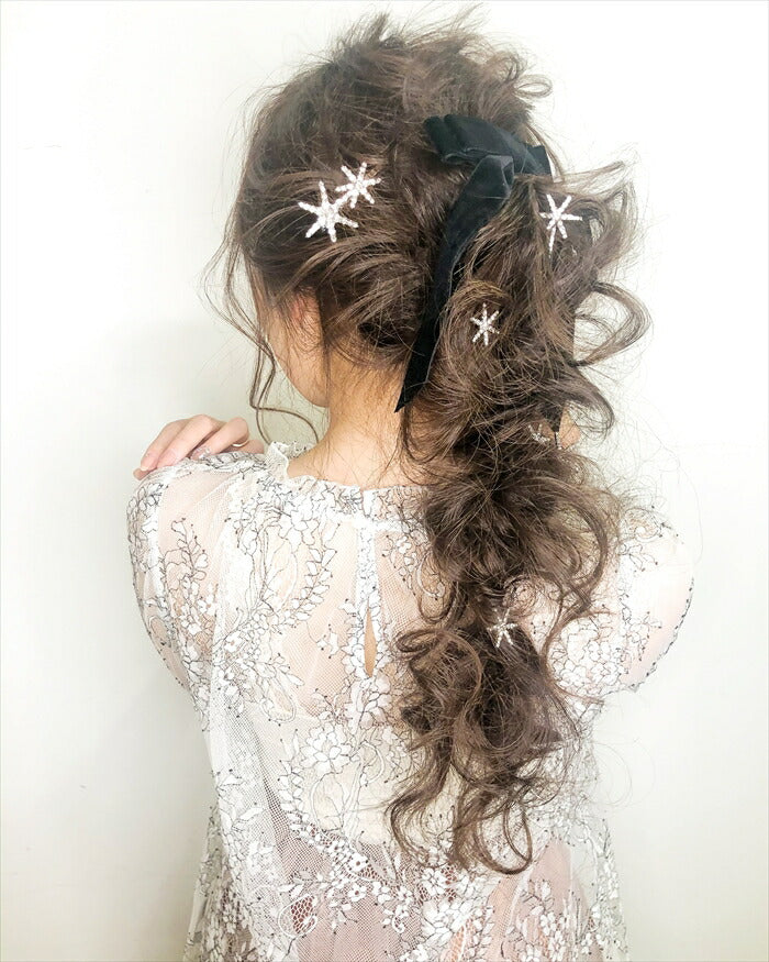 ブライダル ヘアアクセサリー 通販 ヘアピン 6本セット 星 大きめ スターモチーフ 月モチーフ おしゃれ 大人 結婚式 花嫁 披露宴 パー –  バックヤードファミリー