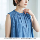 mitis ワンピース ミティス 通販 ギャザーワンピース 夏 春夏 ノースリーブ 袖なし ロング 前開き 前ボタン レディース シンプル インド綿 リゾート おしゃれ 女性 大人 かわいい