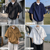 メンズ 半袖 パーカー 通販 フード付きシャツ 半袖tシャツ 半そで シャツ トップス 無地 ポケット カジュアル おしゃれ 無地tシャツ メンズtシャツ メンズファッション シンプル