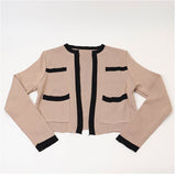 ノースリーブニット アンサンブル 通販 タンクトップ ニット キャミソール ショート丈 トップス カーディガン セット 長袖 かわいい 可愛い おしゃれ バイカラー 前開き シンプル