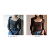 トップス 長袖 カットソー 通販 レディース スクエアネック きれいめ 上品 スリム タイト 無地 薄手 重ね着 フィット おしゃれ かわいい 長袖トップス オールシーズン カジュアル