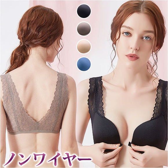 ブラジャー フロントホック レース 通販 3/4カップブラ ナイトブラ フロントホックブラ ノンワイヤーブラ ワイヤレスブラ ブラ ランジェリー インナー 前開き 前ホック セクシー