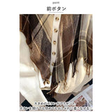 ニットカーディガン レディース おしゃれ 通販 ニット カーディガン 重ね着 カーデ 羽織り 羽織 チェック チェック柄 ボタン ハイネック タッセル ショール フェイクツーピース 長袖 春