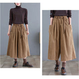 ワイドパンツ 七分丈 通販 コーデュロイ パンツ ガウチョパンツ ワイド ロング ズボン ７分丈 ボトムス ウエストゴム ポケット ベルト付き 春 秋 冬 秋冬 あったか 体型カバー ゆったり