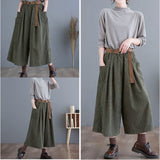 ワイドパンツ 七分丈 通販 コーデュロイ パンツ ガウチョパンツ ワイド ロング ズボン ７分丈 ボトムス ウエストゴム ポケット ベルト付き 春 秋 冬 秋冬 あったか 体型カバー ゆったり