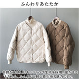 キルティングジャケット レディース ショート ミドル 通販 キルティング ジャケット 羽織 羽織り 上着 ダウンジャケット アウター ノーカラー 中綿 ダウン 防寒 体型カバー ゆったり