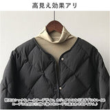 キルティングジャケット レディース ショート ミドル 通販 キルティング ジャケット 羽織 羽織り 上着 ダウンジャケット アウター ノーカラー 中綿 ダウン 防寒 体型カバー ゆったり