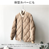 キルティングジャケット レディース ショート ミドル 通販 キルティング ジャケット 羽織 羽織り 上着 ダウンジャケット アウター ノーカラー 中綿 ダウン 防寒 体型カバー ゆったり