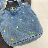 トートバッグ デニム 刺繍 通販 トート デニムバッグ レディース 花柄 トートバック デニムバック バッグ バック 肩掛け 手提げ かばん 鞄 おしゃれ かわいい ショルダー