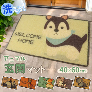 玄関マット 60×40cm アニマル 通販 玄関 マット ドアマット エントランスマット 泥除け 泥落とし ウエルカム welcome エントランス ずれにくい かわいい 可愛い 柄 動物 室内 屋外 外用