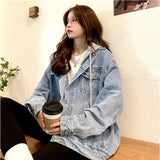 デニムジャケット フード付き レディース 通販 デニム ジャケット ジージャン Gジャン 大きいサイズ アウター 長袖 秋 冬 秋冬 春 春秋 カジュアル オーバーサイズ ビッグシルエット