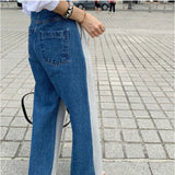 ワイドパンツ レディース 通販 ロング丈 パンツ ストレート ボトムス ズボン おしゃれ デニム スウェット バイカラー 異素材切り替え 切りっぱなし 伸縮 ゆったり カジュアル ナチュラル