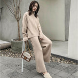 ニットセットアップ パンツ レディース 長袖 通販 ニット セットアップ ニットパンツ ワイドパンツ ロングパンツ ルームウェア 部屋着 着回し 上下セット 裾ワイド ニットアップ シンプル