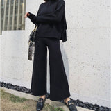 ニットセットアップ パンツ レディース 長袖 通販 ニット セットアップ ニットパンツ ワイドパンツ ロングパンツ ルームウェア 部屋着 着回し 上下セット 裾ワイド ニットアップ シンプル