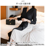 ワンピース レディース 膝下 膝丈 通販 ワンピ ドレス プリーツスカート フレアスカート ハイウエスト 長袖 Vネック スカート 切り替え 切替 エレガント 上品 シンプル 無地 春 秋 ハート