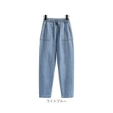 デニムパンツ レディース ウエストゴム 通販 ストレートパンツ ロングパンツ 長ズボン ズボン テーパードパンツ デニム ロング レディースパンツ テーパード ゆったり 体型カバー ゴム式