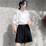 プリーツパンツ ハーフ丈 通販 ショートパンツ 半ズボン ハーフパンツ イージーパンツ ショーパン ボトムス レディース ウエストゴム 軽やか ５分丈 ポケット付き カジュアル シンプル