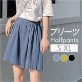 プリーツパンツ ハーフ丈 通販 ショートパンツ 半ズボン ハーフパンツ イージーパンツ ショーパン ボトムス レディース ウエストゴム 軽やか ５分丈 ポケット付き カジュアル シンプル