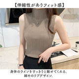 サマーニット ノースリーブ ハイネック リブ 通販 ノースリーブニット タンクトップ ニット 薄手 薄い レディース 大人 サラッと さらさら オフィス カジュアル セクシー 袖なし 袖無し