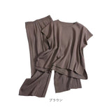 トップス パンツ セットアップ 通販 レディース フレンチスリーブ 上下セット ノースリーブ 春夏 リラックス おしゃれ きれいめ ゆったり 体型カバー 仕事 オフィス 通勤 大人 かわいい