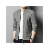 ニット メンズ カーディガン スタンドカラー ジップアップ 通販 アウター ニットジャケット カーデ ジャケット 羽織り ショート丈 長袖 ジップ シンプル 無地 通気性 伸縮性 柔らかい