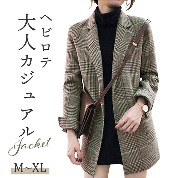 テーラードジャケット レディース 通販 テーラード ジャケット アウター コート 上着 長袖 羽織り グレンチェック オフィスカジュアル ビジネスカジュアル シンプル おしゃれ 通勤 秋冬
