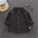 シャツ 長袖 ストライプ 通販 キッズシャツ 長袖シャツ ボタンシャツ 前開き スタンドカラー 子供服 子ども服 こども服 ストライプ柄 子供 子ども こども ボタン 男の子 女の子