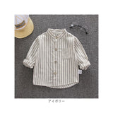 シャツ 長袖 ストライプ 通販 キッズシャツ 長袖シャツ ボタンシャツ 前開き スタンドカラー 子供服 子ども服 こども服 ストライプ柄 子供 子ども こども ボタン 男の子 女の子