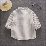 シャツ 長袖 ストライプ 通販 キッズシャツ 長袖シャツ ボタンシャツ 前開き スタンドカラー 子供服 子ども服 こども服 ストライプ柄 子供 子ども こども ボタン 男の子 女の子