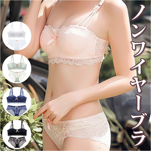 ブラジャー ショーツ セット 通販 ブラショーツ ブラセット ブラショーツセット ナイトブラ ノンワイヤーブラ ブラ 上下 セット 上下セット ハーフカップ 1/2カップ レース インナー 下着