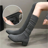 ロングブーツ ソックスブーツ 通販 ブーツ レディースブーツ レディース靴 シューズ 靴 冬靴 秋靴 ローヒール 太ヒール デート お出かけ 秋 冬 防寒 美脚 スリム 細見え フィット 無地