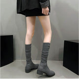 ロングブーツ ソックスブーツ 通販 ブーツ レディースブーツ レディース靴 シューズ 靴 冬靴 秋靴 ローヒール 太ヒール デート お出かけ 秋 冬 防寒 美脚 スリム 細見え フィット 無地