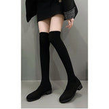 ロングブーツ ソックスブーツ 通販 ブーツ レディースブーツ レディース靴 シューズ 靴 冬靴 秋靴 ローヒール 太ヒール デート お出かけ 秋 冬 防寒 美脚 スリム 細見え フィット 無地
