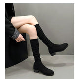 ロングブーツ ソックスブーツ 通販 ブーツ レディースブーツ レディース靴 シューズ 靴 冬靴 秋靴 ローヒール 太ヒール デート お出かけ 秋 冬 防寒 美脚 スリム 細見え フィット 無地
