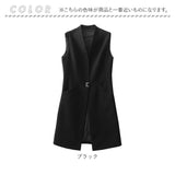 ロングベスト レディース 通販 ロングジレ ジレ ベスト トレンチベスト ジレンチ ノースリーブ アウター トップス ロング丈 通勤 通学 カジュアル ビジネス フォーマル きれいめ 前開き