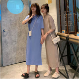 ロングワンピース 半袖 通販 カットソー ワンピース ワンピ ロング丈 レディース Tシャツワンピース ロングワンピ Tシャツワンピ クルーネック サイドスリット 吸湿性 通気性 ゆったり