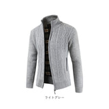 ニット カーディガンメンズ 通販 ニットジャケット カーデ ジャケット アウター ジップアップ 羽織り ショート丈 長袖 スタンドカラー 裏起毛 厚手 シンプル 無地 通勤 通学 オフィス