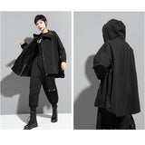 パーカー ブルゾン レディース 通販 ジャケット 羽織り 羽織 ライトアウター 斜め ジップ 長袖 アシンメトリー スタンドカラー 立ち襟 衿 襟 伸縮性 無地 斜めジップ フード付き フード