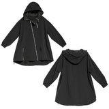 パーカー ブルゾン レディース 通販 ジャケット 羽織り 羽織 ライトアウター 斜め ジップ 長袖 アシンメトリー スタンドカラー 立ち襟 衿 襟 伸縮性 無地 斜めジップ フード付き フード