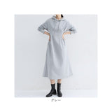 パーカーワンピース 秋冬 通販 ロングワンピース スウェットワンピース 長袖 ロング丈 Aライン ミモレ丈 フレア フーディー ドレープ ポケット付き ウエストシェイプ 伸縮 ストレッチ