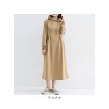 パーカーワンピース 秋冬 通販 ロングワンピース スウェットワンピース 長袖 ロング丈 Aライン ミモレ丈 フレア フーディー ドレープ ポケット付き ウエストシェイプ 伸縮 ストレッチ