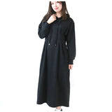 パーカーワンピース 秋冬 通販 ロングワンピース スウェットワンピース 長袖 ロング丈 Aライン ミモレ丈 フレア フーディー ドレープ ポケット付き ウエストシェイプ 伸縮 ストレッチ