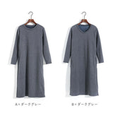 ワンピース レディース ロング ロング丈 通販 ワンピ 部屋着 着回し 裏起毛 ふわふわ フワフワ 暖かい あたたかい あったか 長袖 2タイプ 楽ちん シンプル カジュアル 無地 ポケット