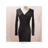 ニットワンピース タイト リブ 長袖 通販 リブニット ワンピース ミニ ミニ丈 ミニワンピ ミニワンピース ミニタイト ニット ワンピ リブ編み Vネック ミニスカート ニットドレス